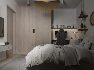 Guest Bedroom interior scene  3D model