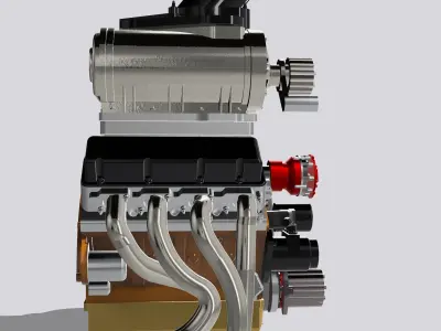 PSI Blown BBC Outlaw Engine Supercharged Pro Mod 3D print model