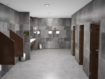 Luxury Public Bathroom Low-poly 3D model