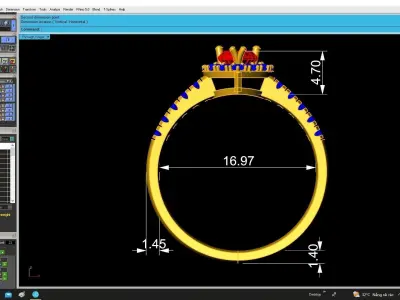 Luxury Heart Shape Diamond Halo Ring for Women 4883 3D print model