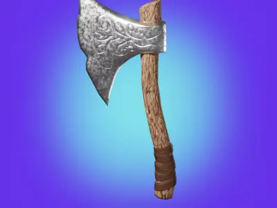 Viking Ax of Ancient times Weapon PBR low-poly game ready Free low-poly 3D model