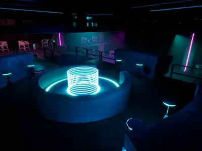 Cyberpunk Underground Pub Environment Prop Pack Low-poly 3D model