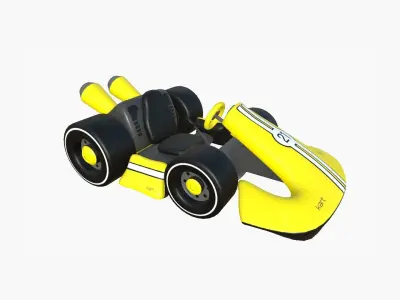 Cartoon Kart D03 Yellow - Vehicle Racing Design Low-poly 3D model