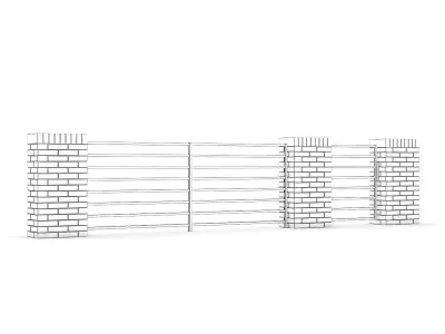 Concrete Fence with Gate 05 3D model