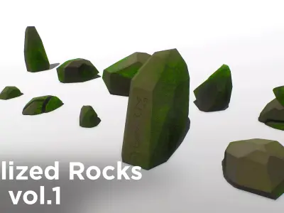 Stylized Rocks Set vol 01  Low-poly 3D model