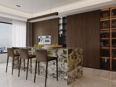 Modern living room dining room interior scenes 532 3D model