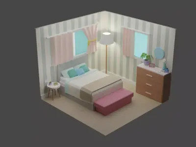 Bedroom 14  Low-poly 3D model