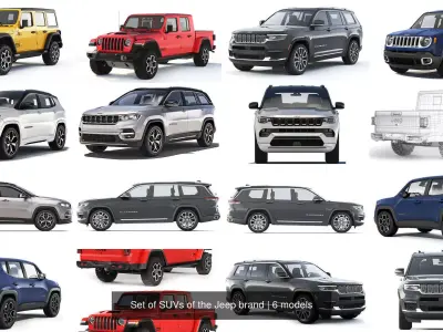Set of SUVs of the Jeep brand 3D Model Pack