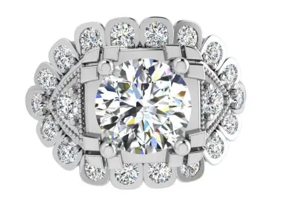 Diamond Unique Ring 3619 3D print model