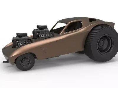 Pulling truck 2wd with Car shell Version 2 Scale 1 to 25 3D print model