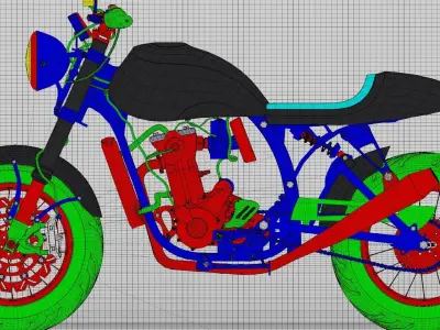 Macs rex motorcycle fully Quad topo UV unwrapped and textured Free low-poly 3D model