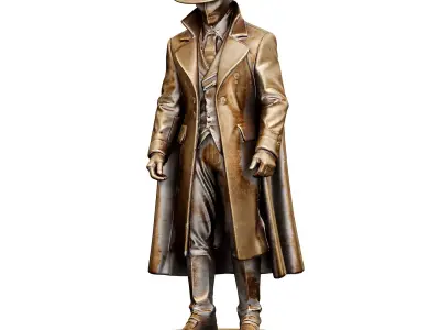 Mysterious Gentleman Statue 3d print and game ready 3D model