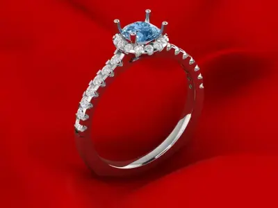 Luxury engagement cluster halo ring design 3D print model