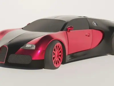 4 models bugatti Low-poly 3D model