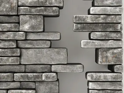 Brick stone wall block many n2 3D model