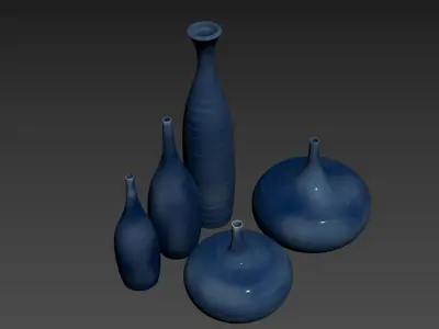 Set 5 ceramic vases 3D model