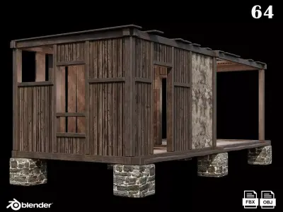 Medieval Houses 64- 4K Textures Game Ready Low-poly 3D model