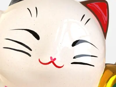 Maneki Neko - Japanese Lucky Cat Low-poly 3D model