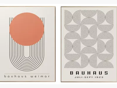 Bauhaus Orange posters 3D model