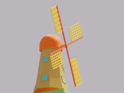 Cartoon Simple Windmill Low-poly 3D model
