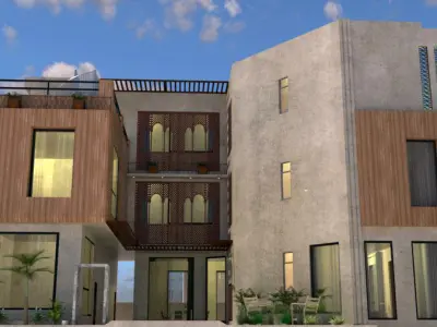 Three-Story Residential Building A45 SketchUp 3D model