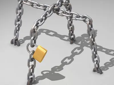 Chains and padlock 3D model
