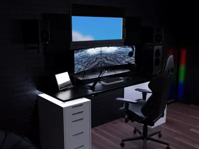 3d modern gaming room for blender 3D model