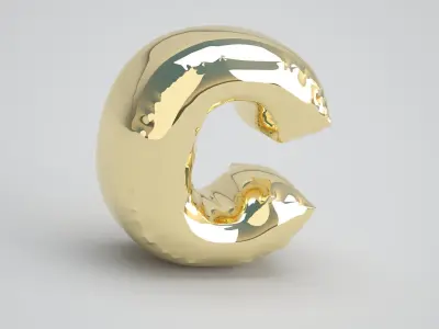 Gold C Balloon 3D model
