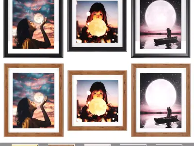 Art Frams 10- Moon girls Free 3D model