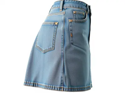 Denim Skirt Model Pack with Detailed Textures Low-poly 3D model