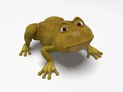 Cartoon rigged frog Low-poly 3D model