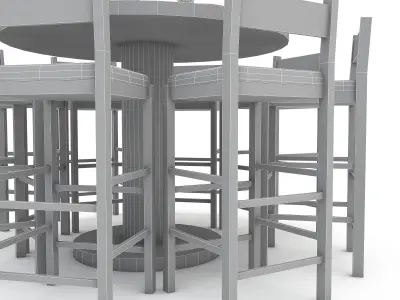 3D model dining table 004 Low-poly 3D model