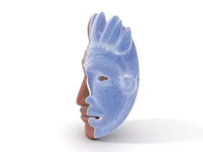 Traditional Wooden Mask model pack Low-poly 3D model