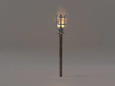 Medieval Torch and VDB Animated Fire 3D model