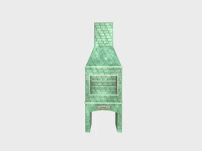 Brazilian Barbecue Grill 01 Jade Brick - Interior Design Low-poly 3D model