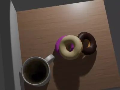 Donut And Coffee Low-poly 3D model