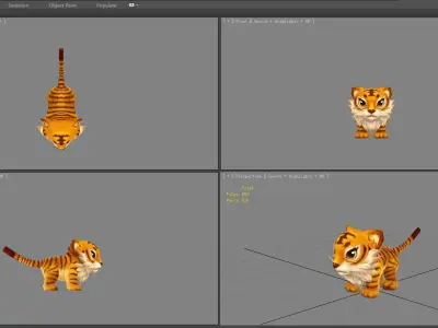 Cartoon little tiger - A Low-poly 3D model