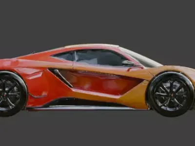 Orange Sporty Race Car 3D Model Low-poly 3D model