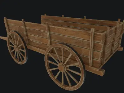 Old Wooden Cart Low-poly 3D model