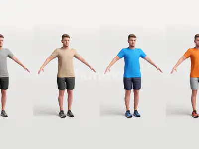Rigged sport man - sport fitness jogging - 034-1869 3D model