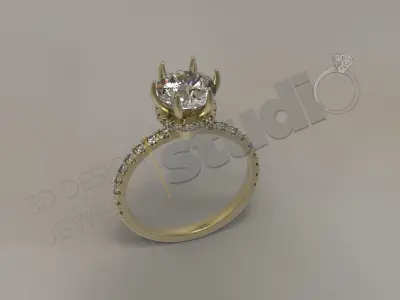 Luxury solitaire ring with unique art design 3d model 3D print model