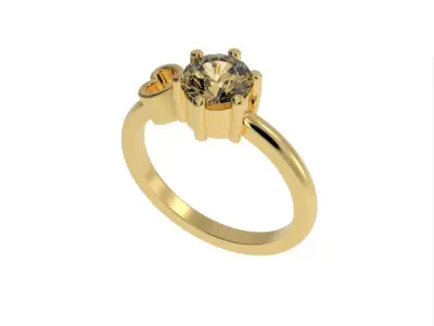 Diamond ring with heart 3D print model