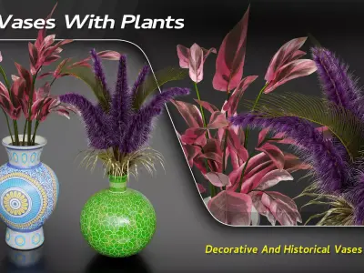 15 Decorative Vase With Plants 3D model