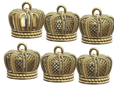 Crown shaped pendants and charms 3D print model