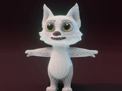 Cartoon Arctic Fox 3D Model Low-poly 3D model