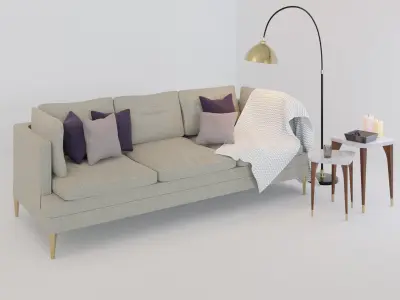 Sofa Set and lamp 3D model