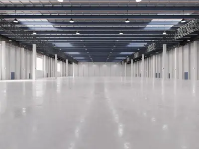 Airplane Hangar Interior 17 Low-poly 3D model