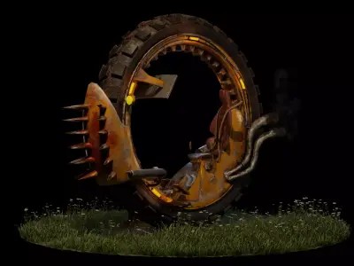 Postapocalypse Monowheel Low-poly 3D model