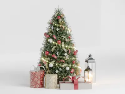 Realistic Christmas Tree with Decorations 3D Model 3D model