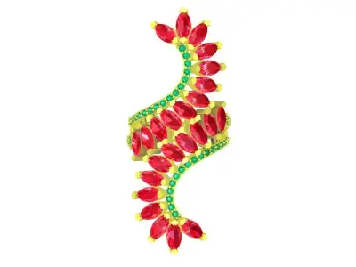 Luxury Snake Ruby and Emerald Diamond Ring for Women 4203 3D print model